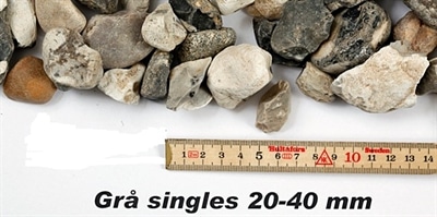 Pyntesten singles grå 20-40 mm – 1000 kg bigbag