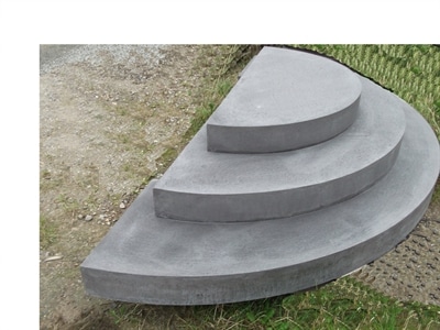 TRAPPETRIN CIRKEL TRIN grå beton ø200×14 cm